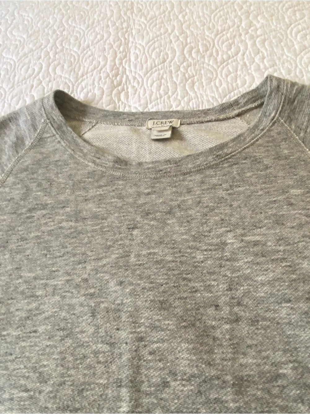 J. Crew Heather Gray 3/4 Sleeve Cotton Blend French Terry Shift Dress Size Large
